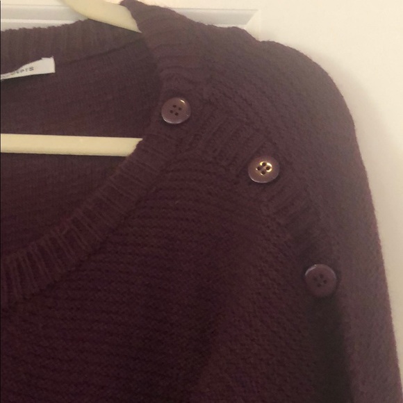 Plum sweater with button detail on shoulders - Picture 2 of 3